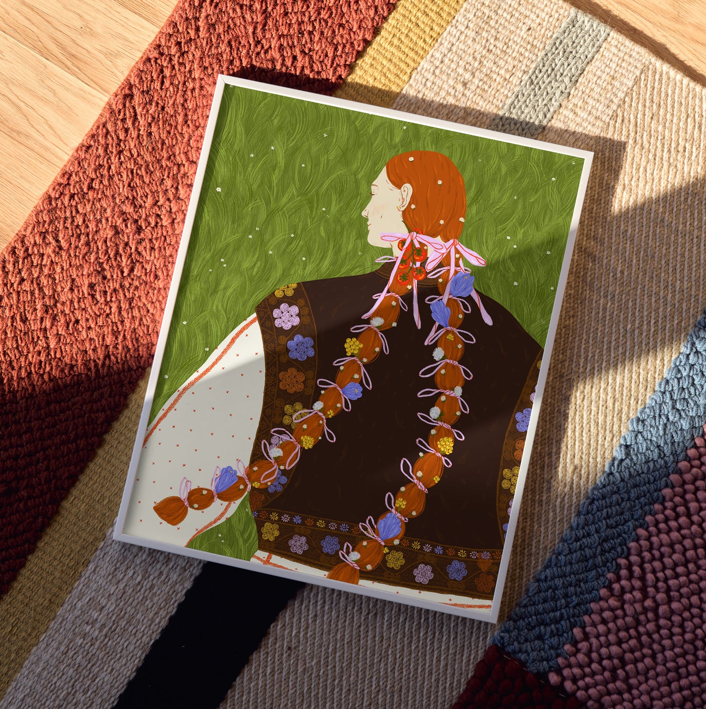 The Girl With Flowers In Her Hair - Fine Art Print