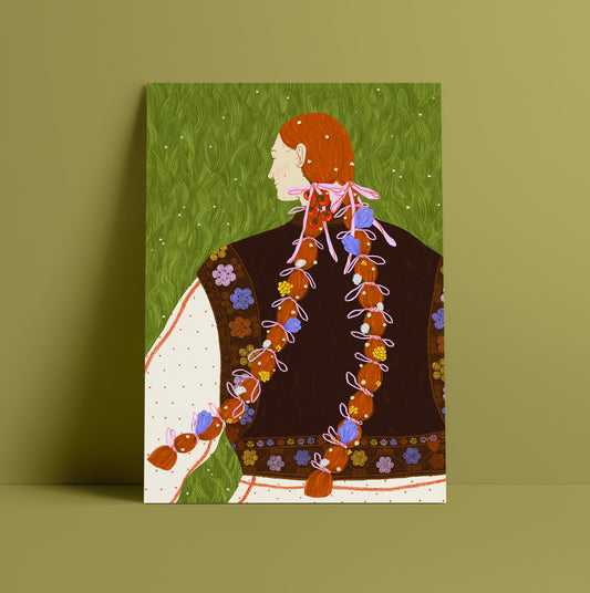 The Girl With Flowers In Her Hair - Fine Art Print