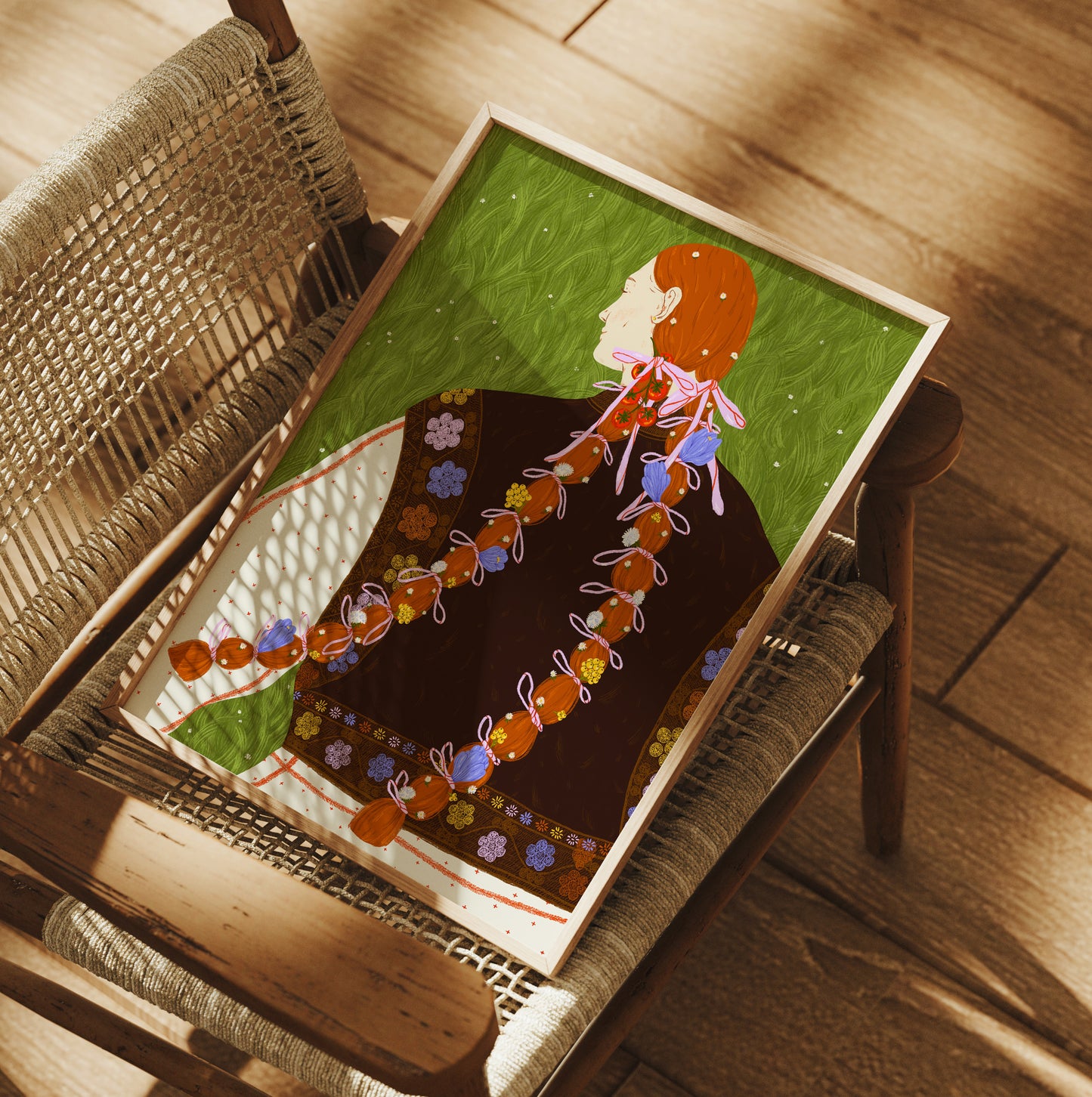 The Girl With Flowers In Her Hair - Fine Art Print