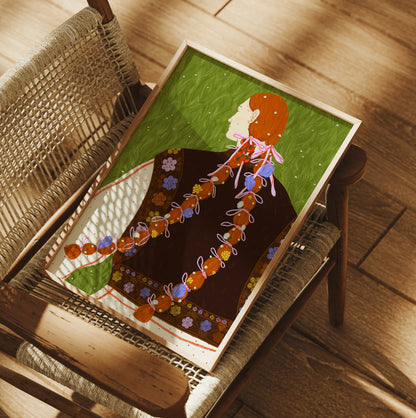 The Girl With Flowers In Her Hair - Fine Art Print