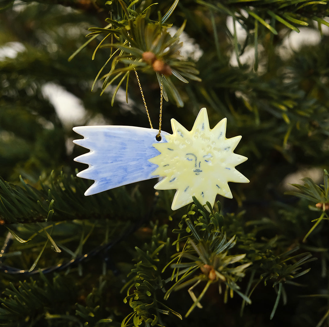 Christmas Porcelain Ornament Festive Star Coloured