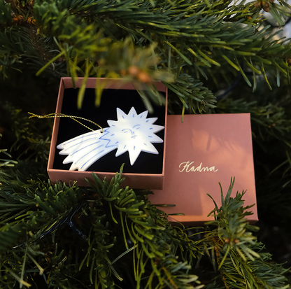 Christmas Porcelain Ornament Festive Star White