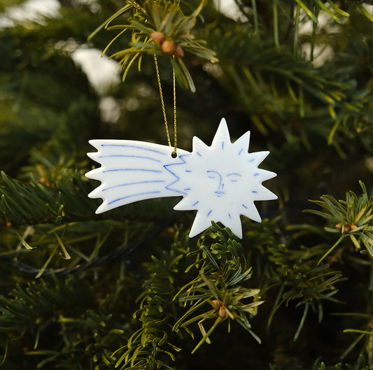 Christmas Porcelain Ornament Festive Star White