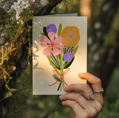 Happy Birthday - Flower Bouquet - Greeting Card & Envelope