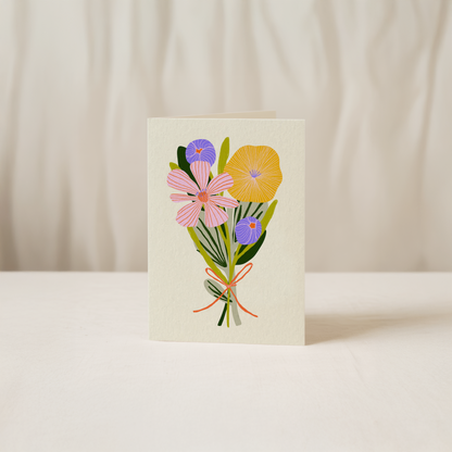 Happy Birthday - Flower Bouquet - Greeting Card & Envelope