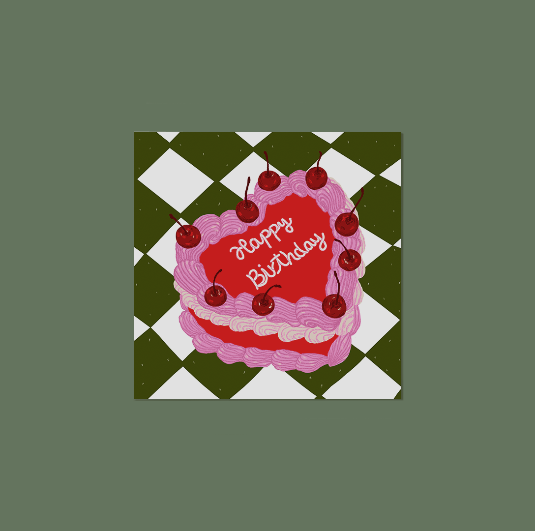 Happy Birthday Cake - Greeting Card & Envelope